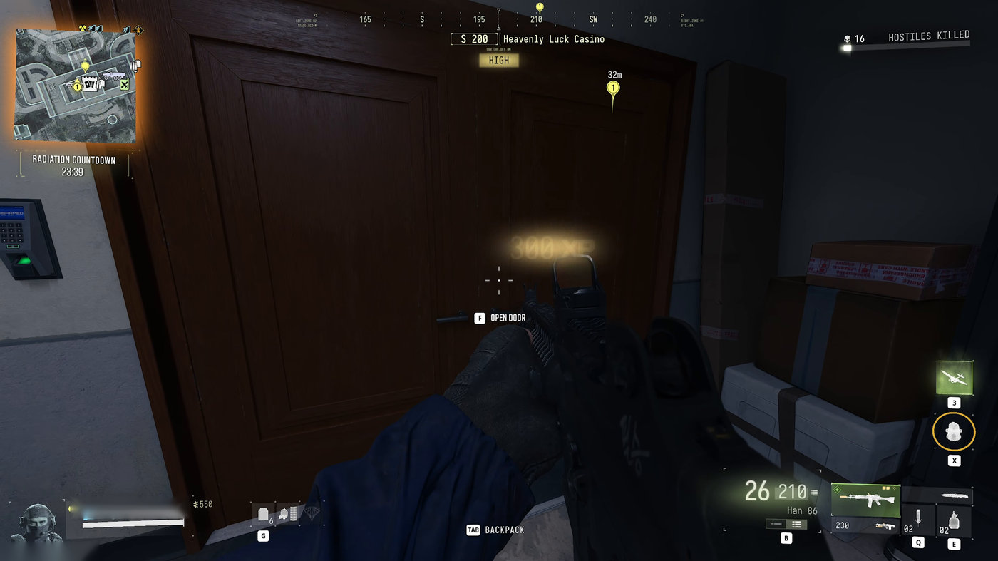 The Counting Room door in the Heavenly Luck Casino in MW4 DMZ unlocked with the key for 300 XP