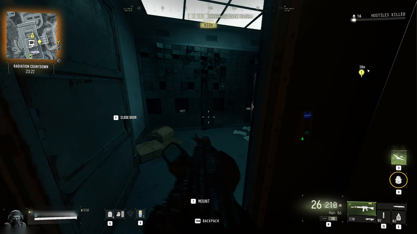 Inside the Counting Room Vault in MW4 DMZ with the safe-deposit wall and loose cash