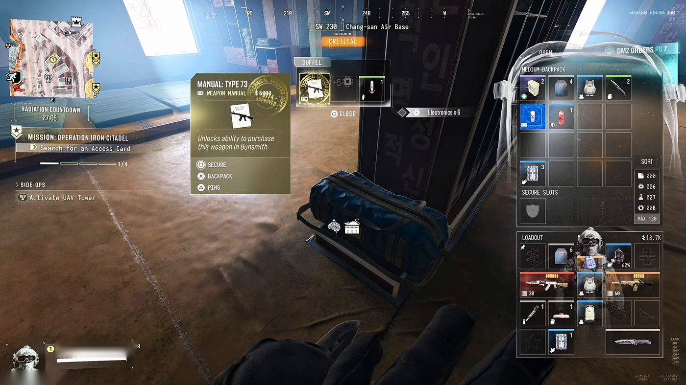 A Weapon Manual for the Type 73 in a duffel bag in MW4 DMZ, which unlocks the weapon in the Gunsmith