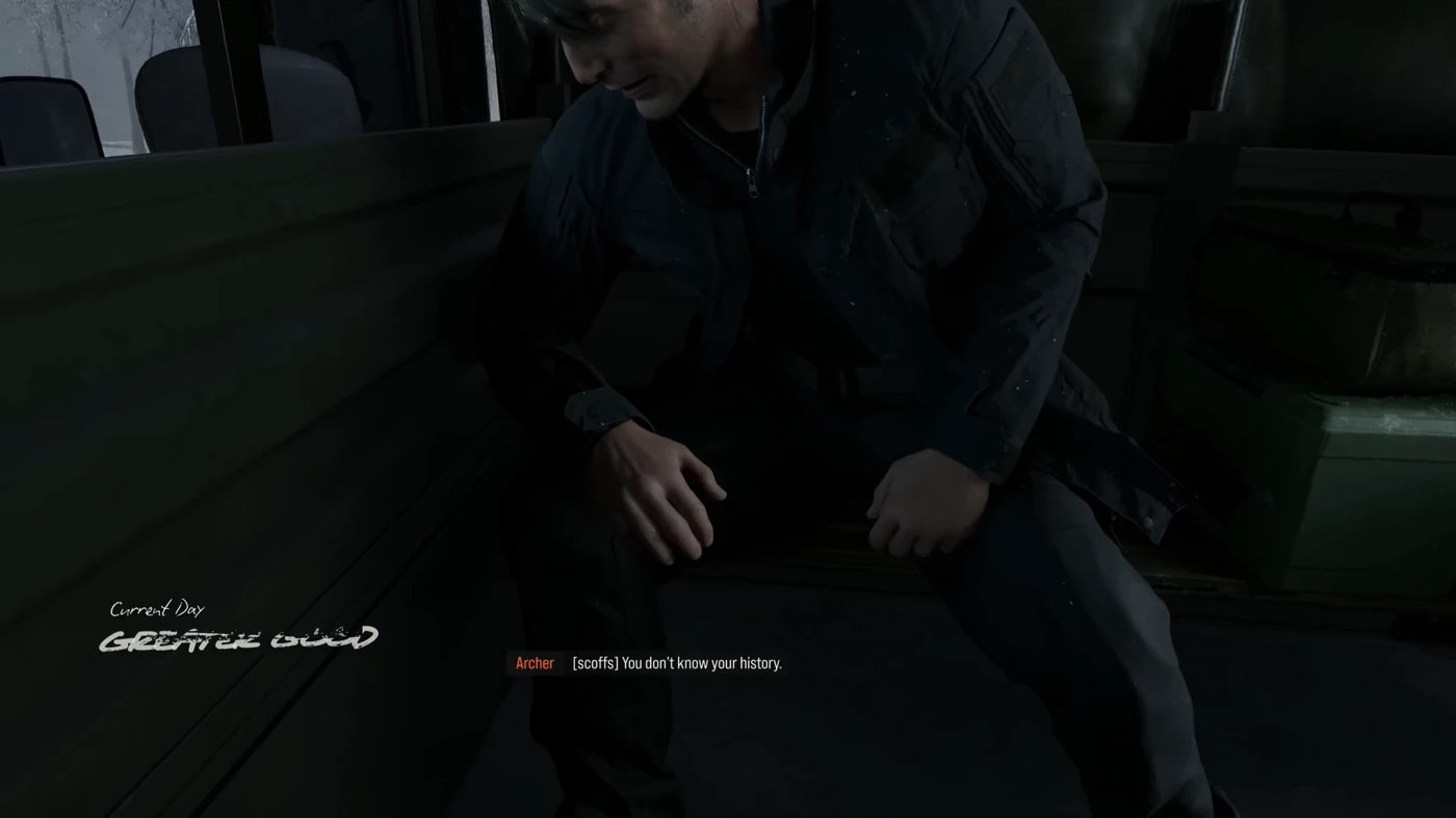 The Greater Good mission card in MW4 over the Archer's convoy truck