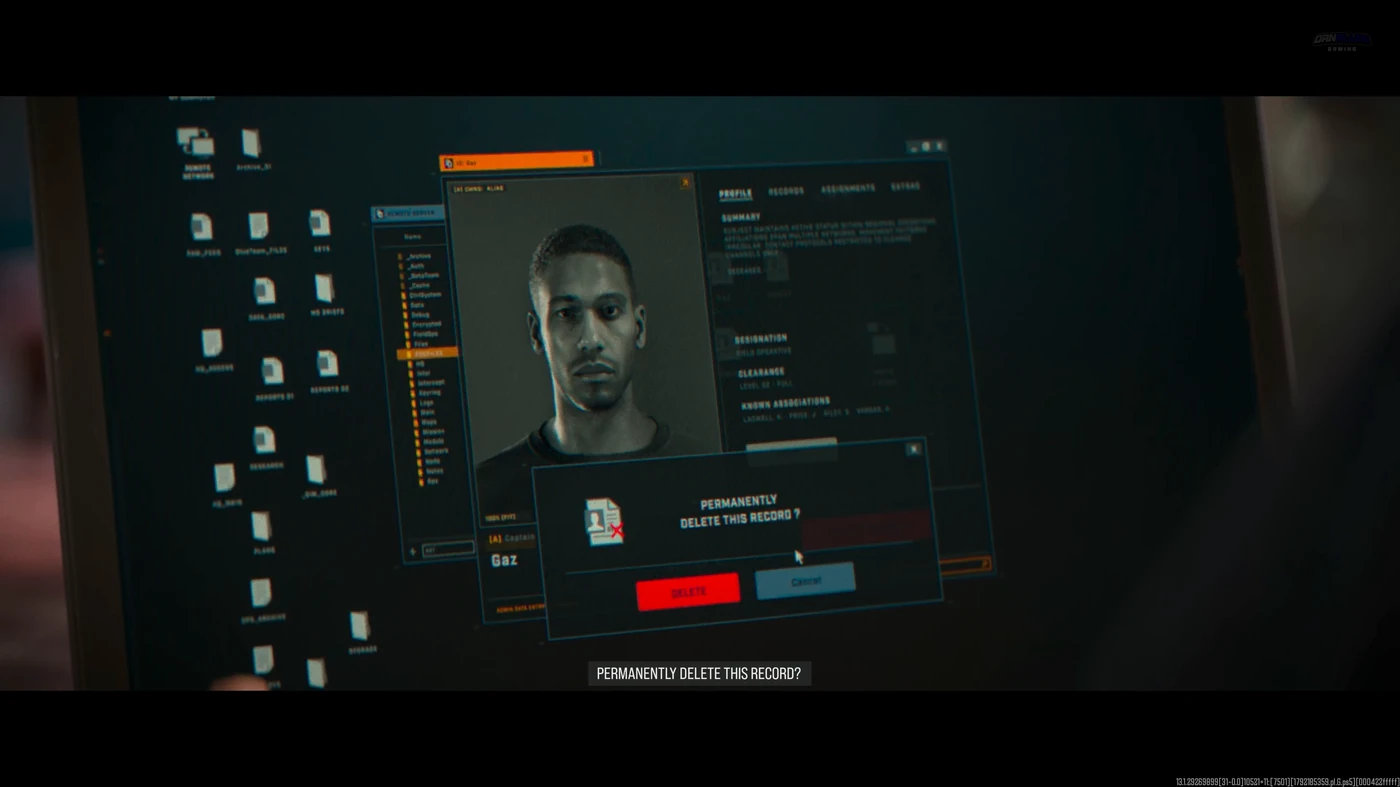 Laswell permanently deleting Gaz's Task Force 141 file in the MW4 after-credits scene