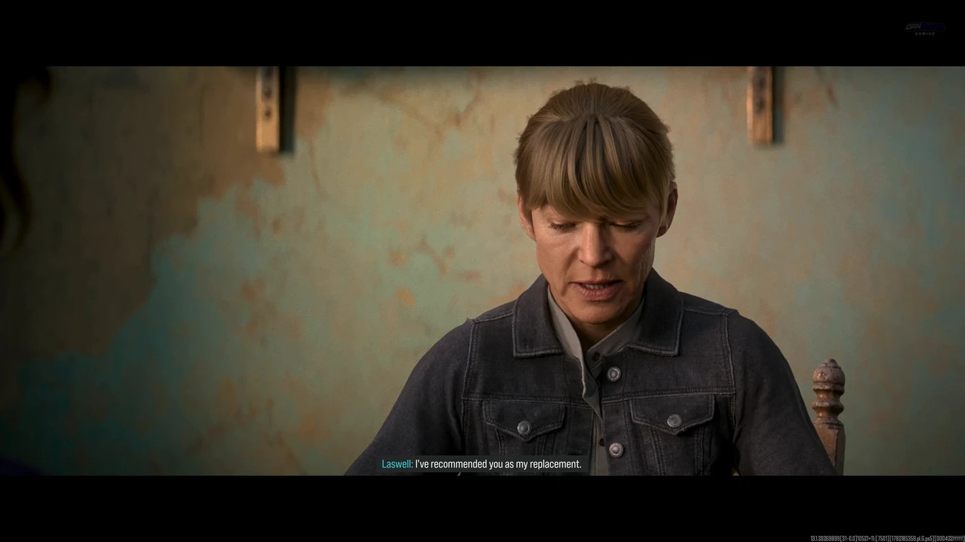 Laswell telling her successor she has recommended her as her replacement in the MW4 after-credits scene