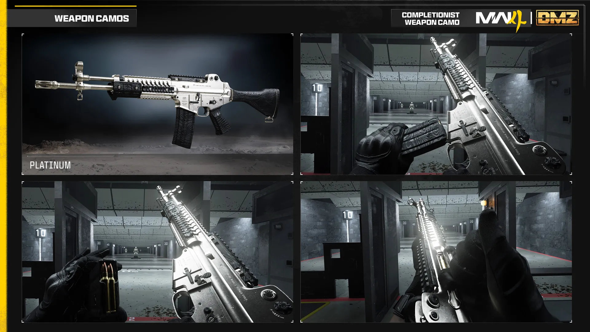 Official artwork of the Platinum camo in Modern Warfare 4