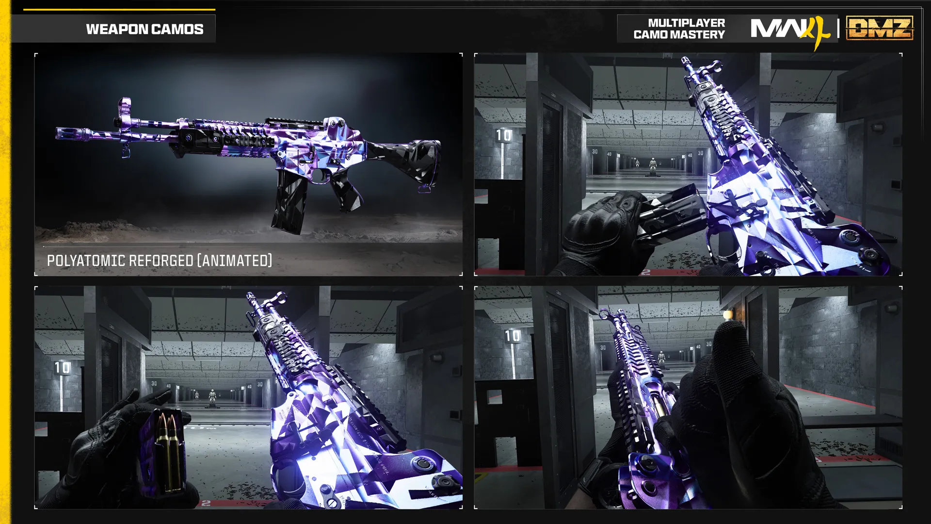 Offizielles Artwork der Meisterungs-Tarnung Polyatomar - Neu geschmiedet in Modern Warfare 4