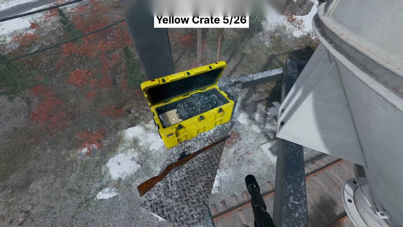 Die gelbe Versorgungskiste auf dem Wassertank an der Bahnstrecke in MW4 Stranded