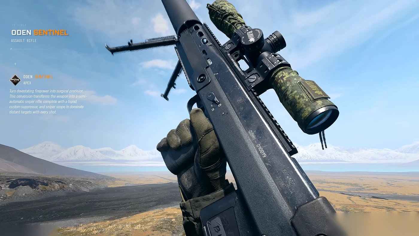 The Oden Sentinel Apex attachment in MW4, which turns the Oden into a semi-auto sniper rifle