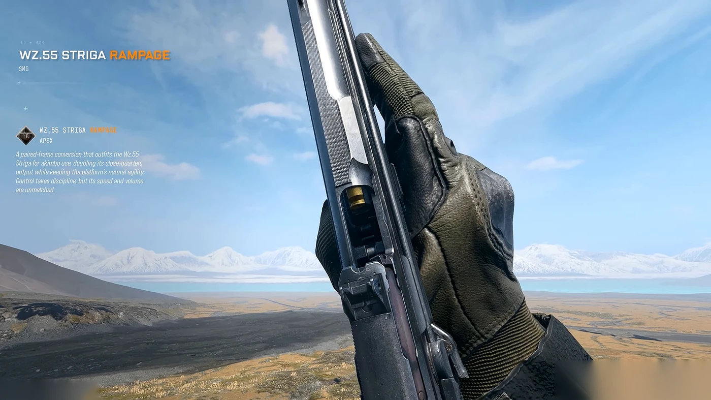The WZ.55 Striga Rampage Apex attachment in MW4, which makes the SMG akimbo