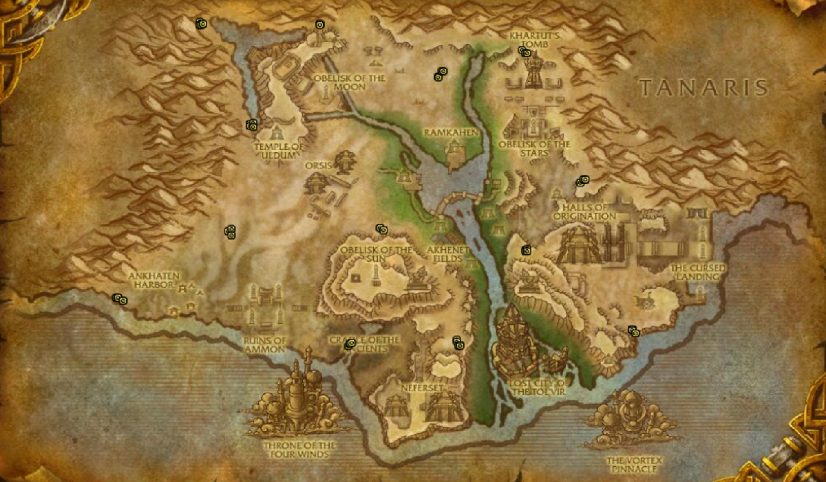 Map of Friendly Alpaca spawn locations in Uldum