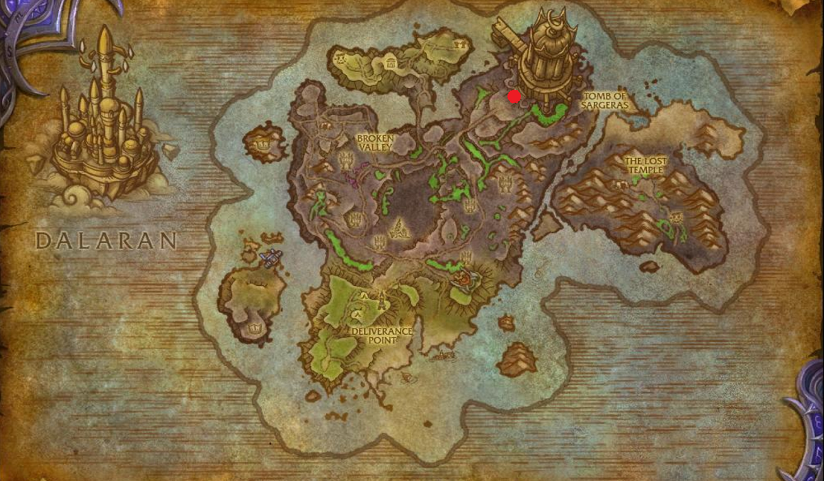 Kartenansicht des Grabmals des Sargeras an der Verheerten Küste