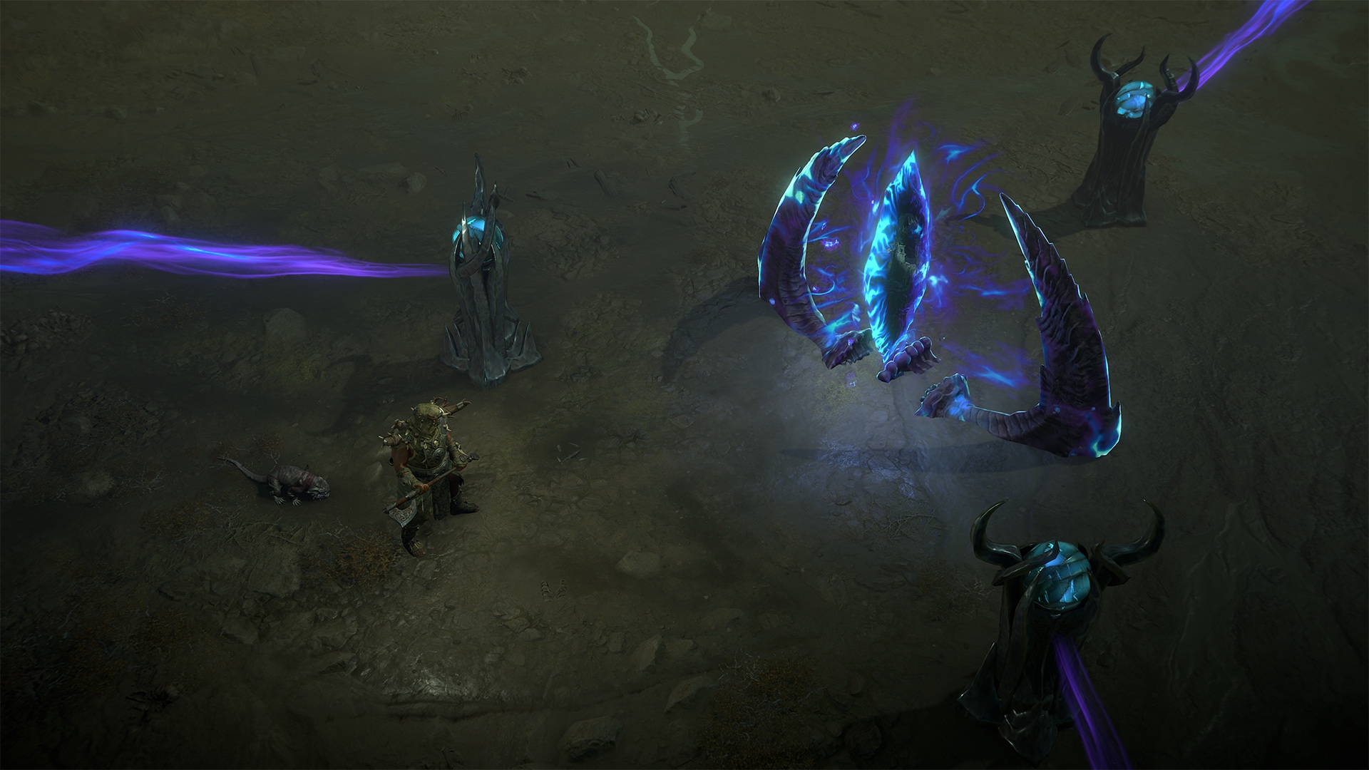 Barbarian fighting at a Pandemonium Rupture site in Diablo 4 Season 14