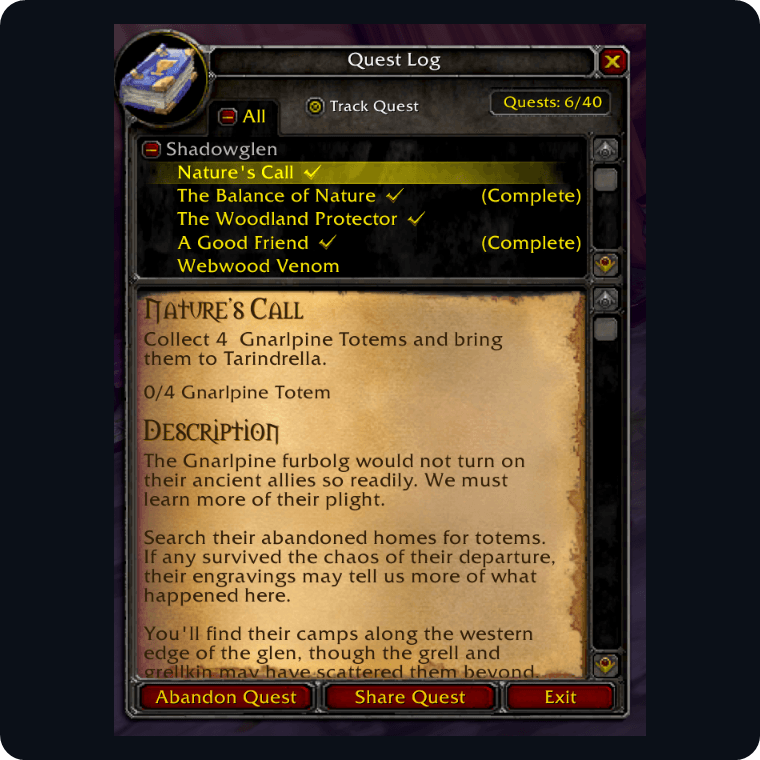 Journal de quêtes sur parchemin de ClassicUI Forever