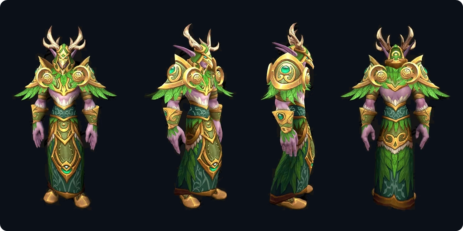 WoW Forever Druid tier set, green and gold version