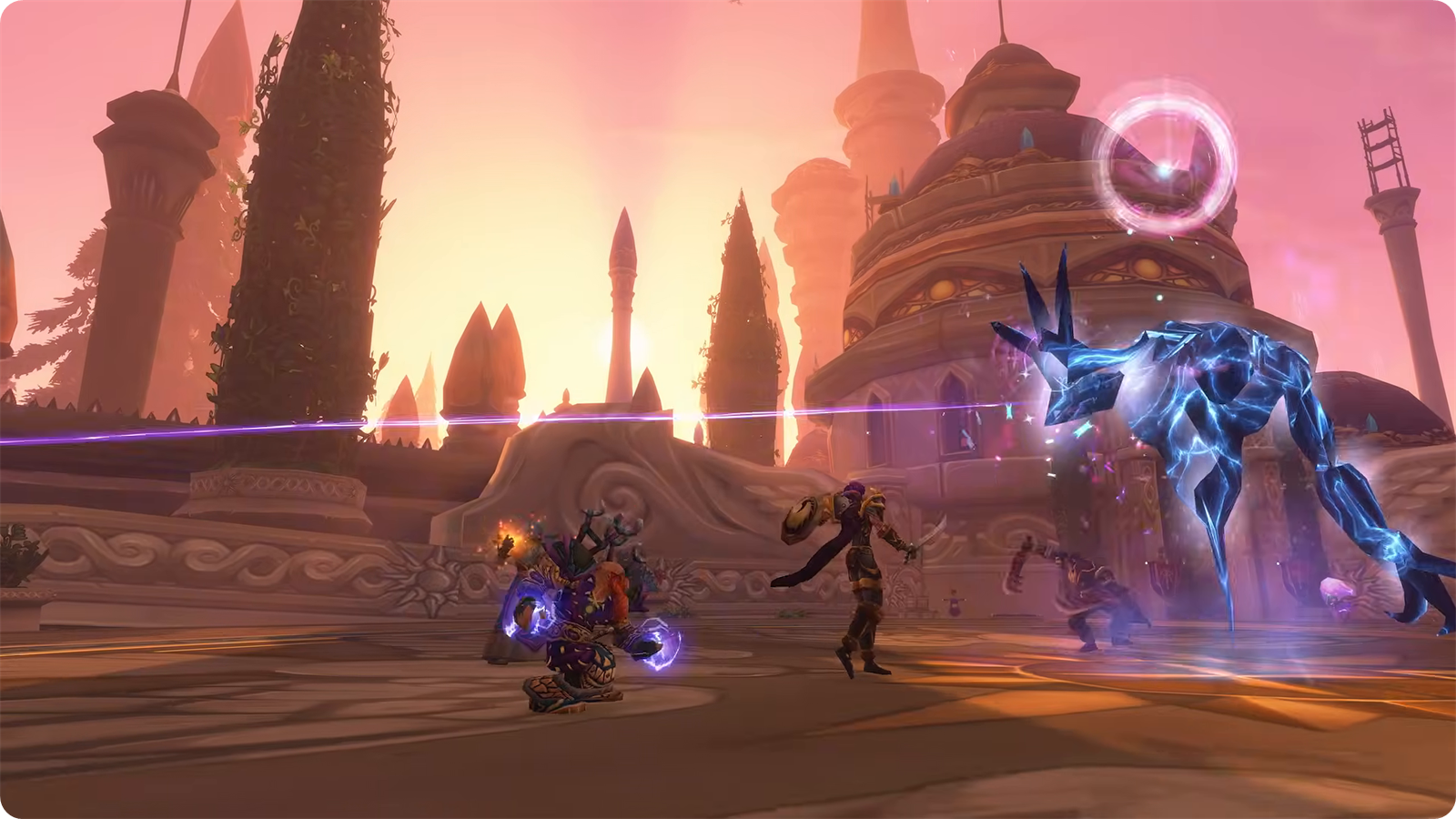 Players fighting a spectral beast in a WoW Forever dungeon