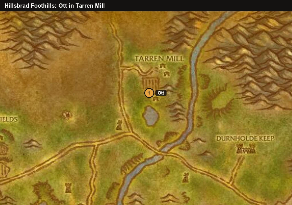 WoW Forever Paladin-Waffenquest: der Waffenschmied Ott in Tarrens Mühle, Vorgebirge von Hillsbrad