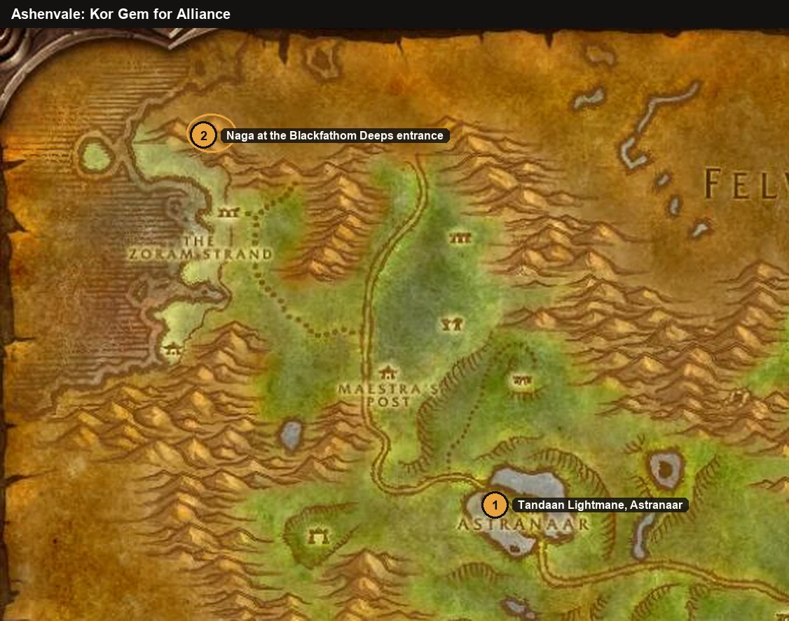WoW Forever Paladin-Waffenquest: Tandaan Lightmane in Astranaar und die Naga an der Blackfathom-Tiefe, Ashenvale