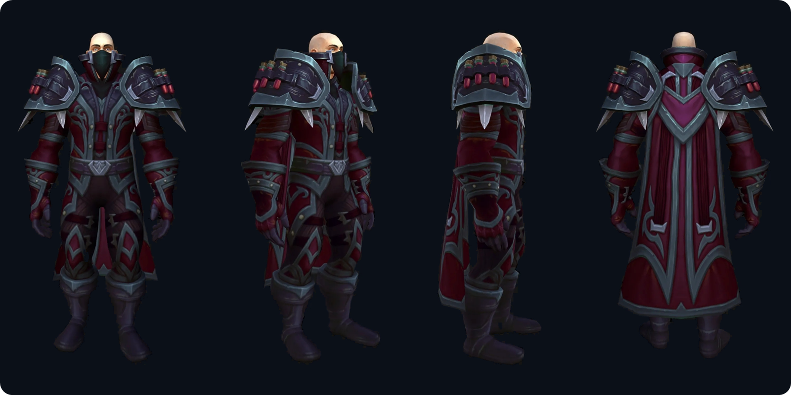 WoW Forever Rogue tier set, crimson with a black mask version