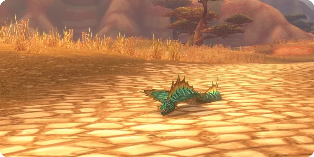 Snake form Druid slithering flat on the ground in Prowl in The Barrens