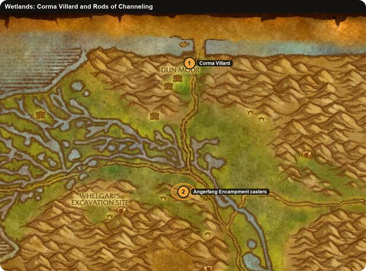 Wetlands map of Corma Villard and the Rods of Channeling at Angerfang Encampment
