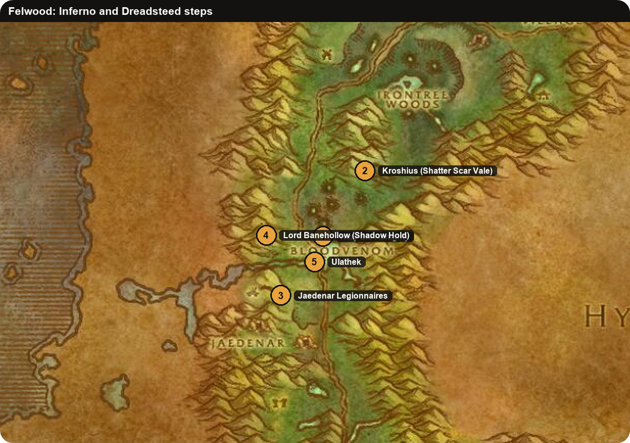 Felwood map of Niby the Almighty, Kroshius, Jaedenar and Shadow Hold