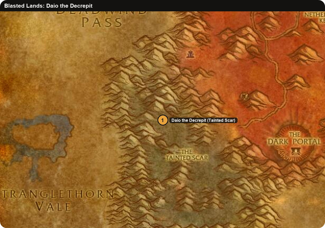 Blasted Lands map of Daio the Decrepit in the Tainted Scar