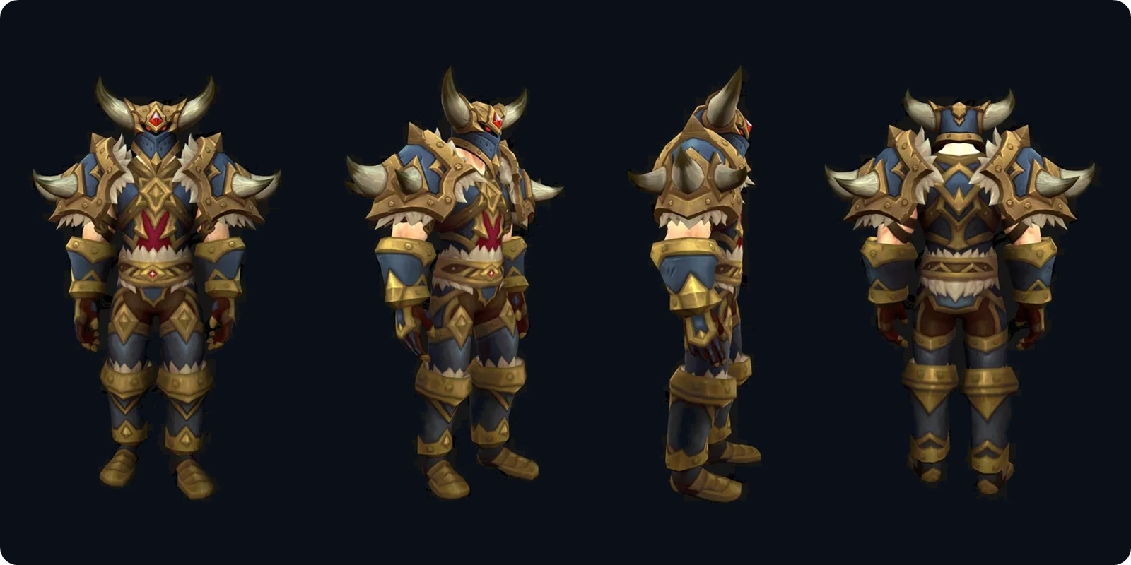 WoW Forever Warrior tier set, gold and blue version